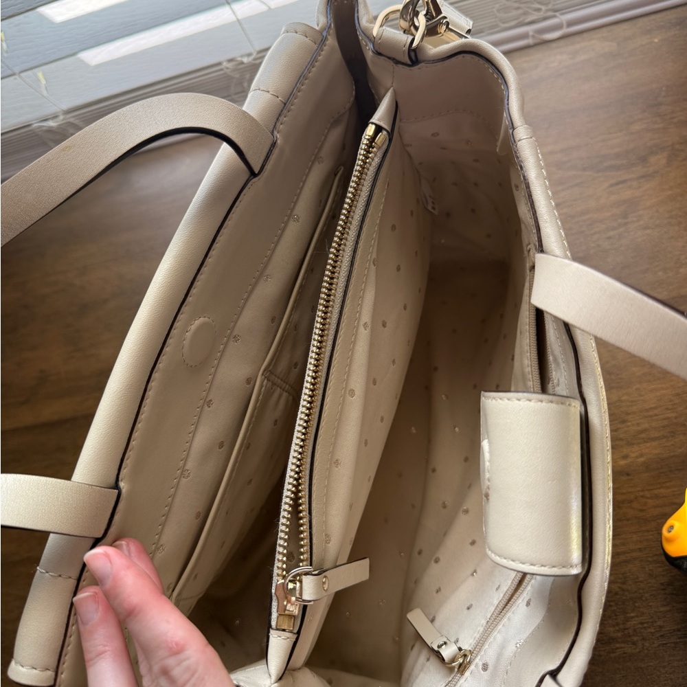 Kate Spade Ivory Leather Bow Satchel with Pyramid Stud Detail - Picture 7 of 13